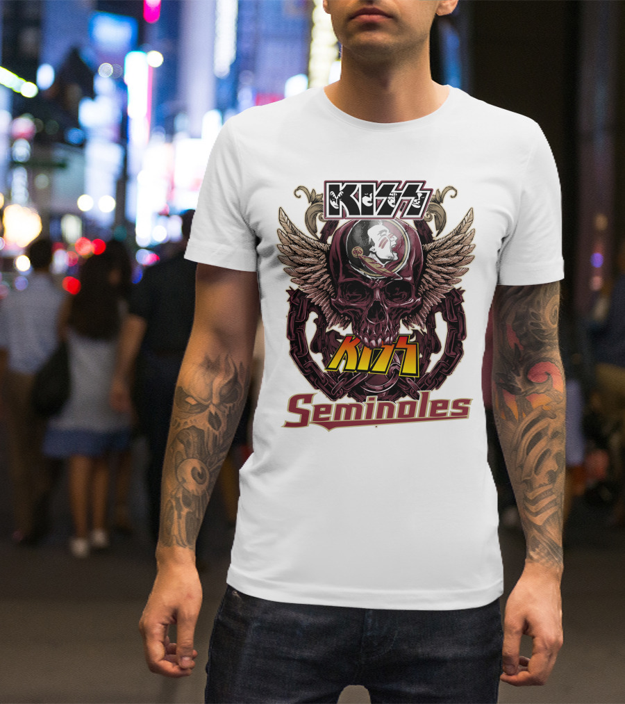 Kiss Florida State Seminoles Winged Skull T-Shirt