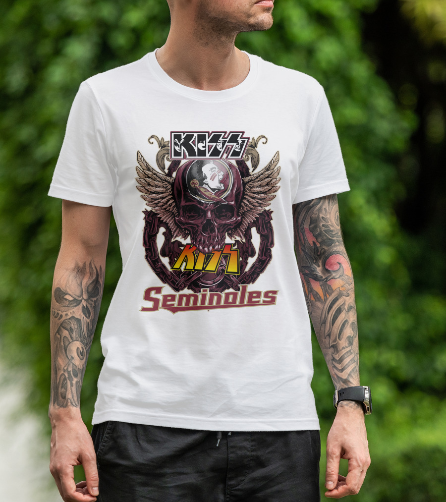 Kiss Florida State Seminoles Winged Skull T-Shirt