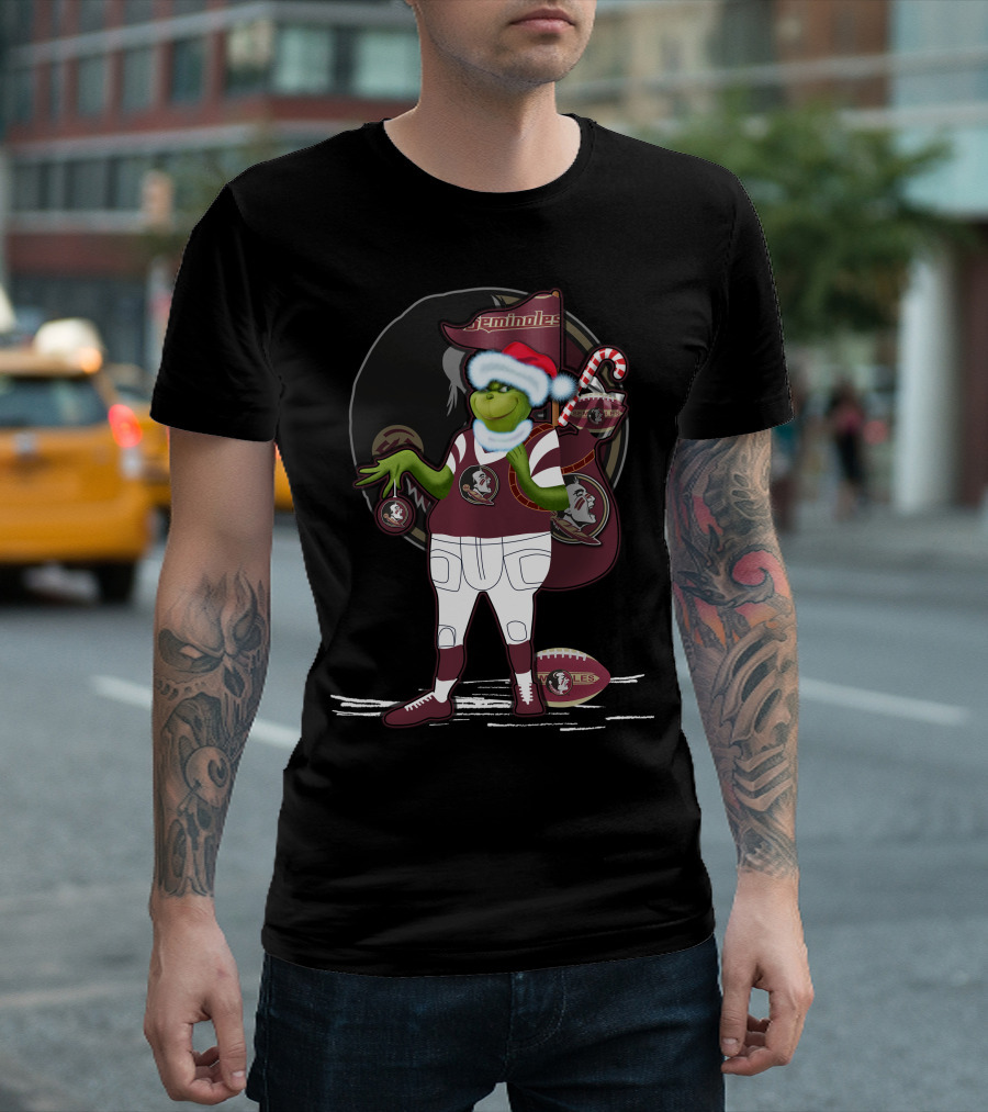Grinchxmas Florida State Seminoles Holiday Football Fan T-Shirt