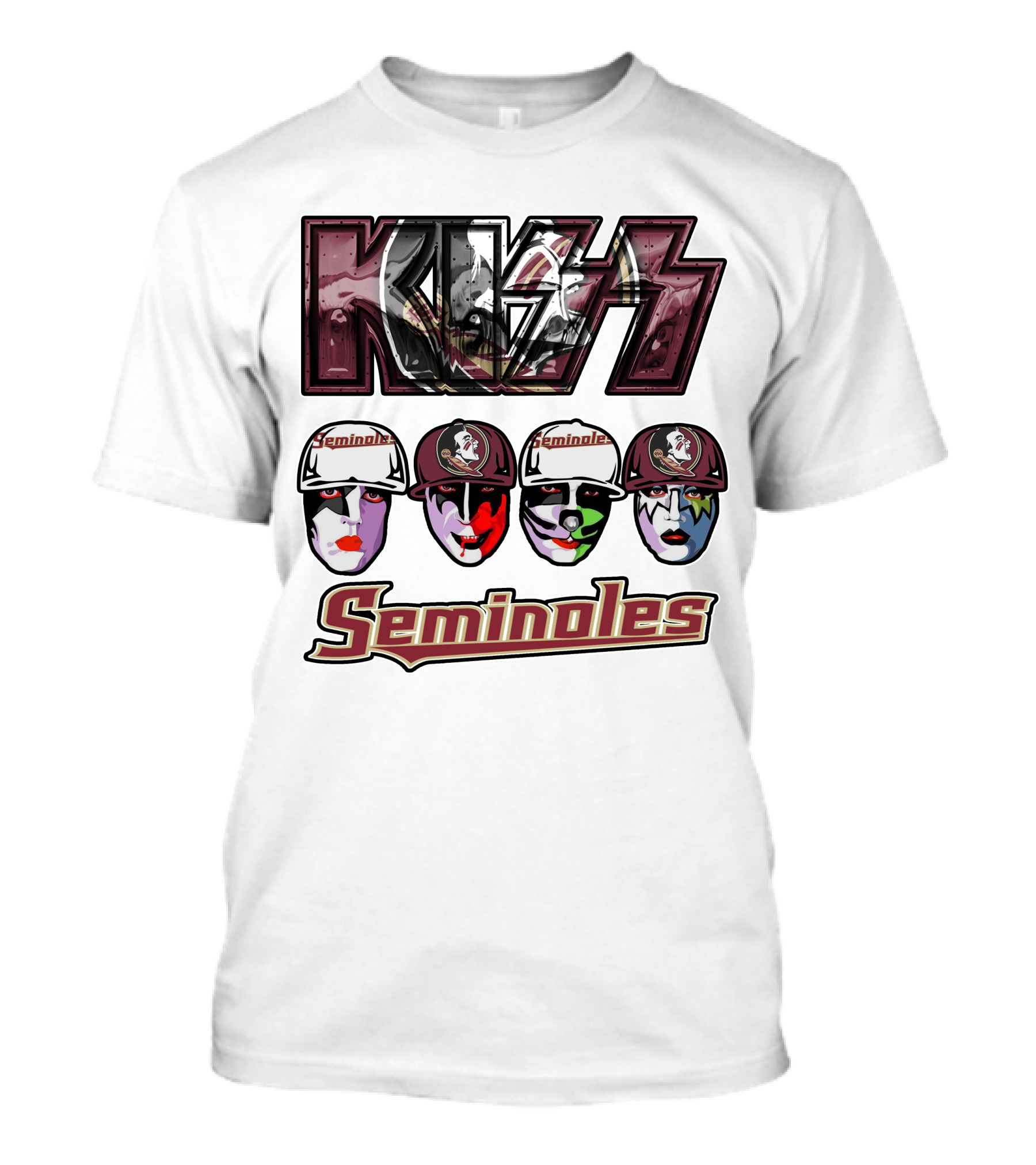 Kiss Florida State Seminoles Face Paint Caps T-Shirt