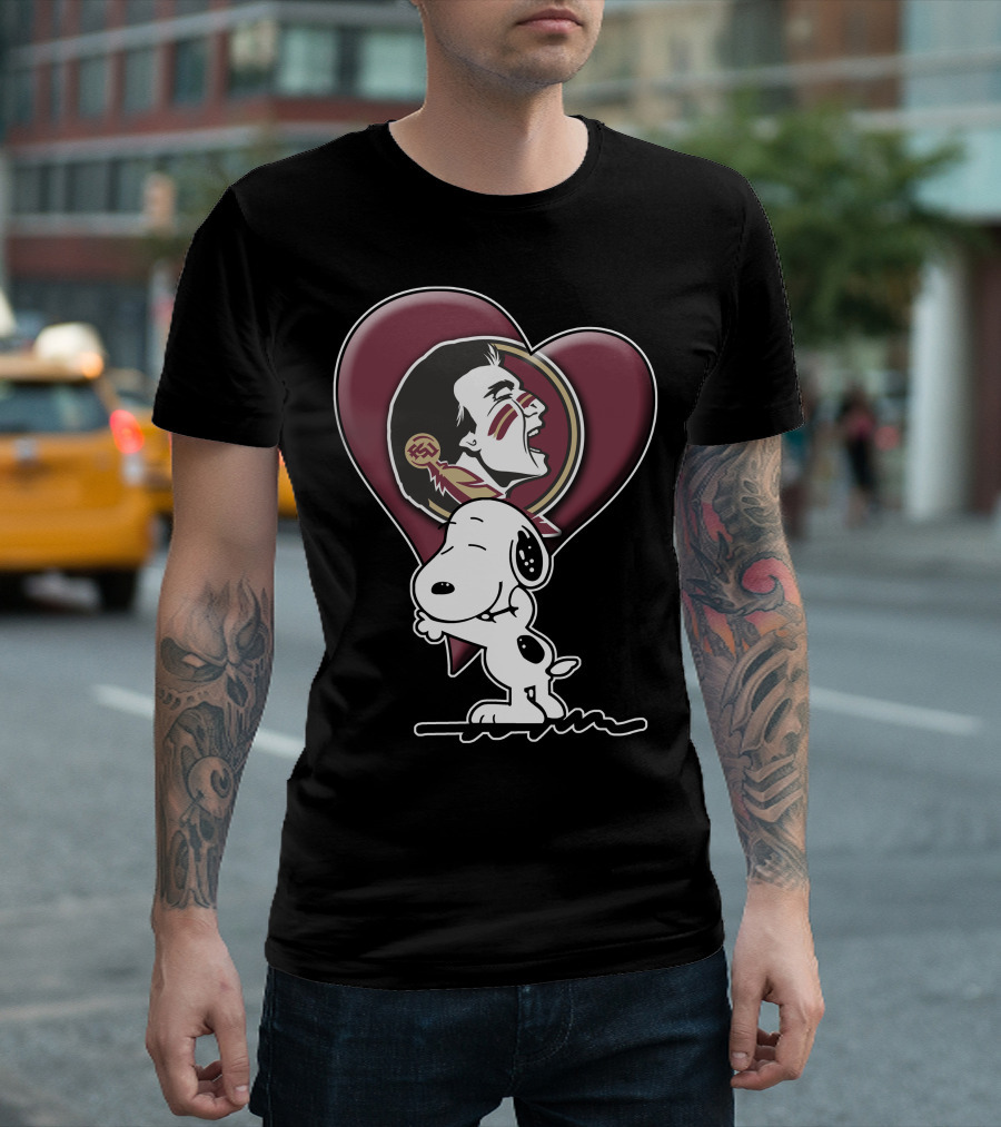 Snp V1 Florida State Seminoles Snoopy Heart T-Shirt