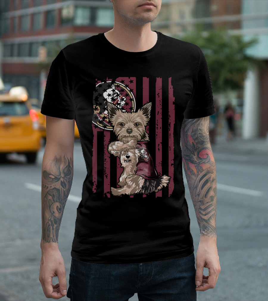 Yorkshire Terrier I Love Mom Florida State Seminoles T-Shirt