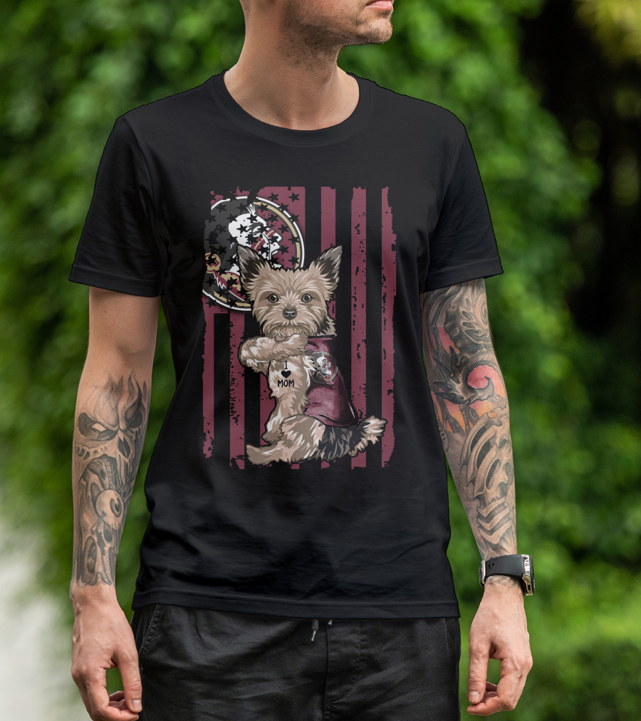 Yorkshire Terrier I Love Mom Florida State Seminoles T-Shirt