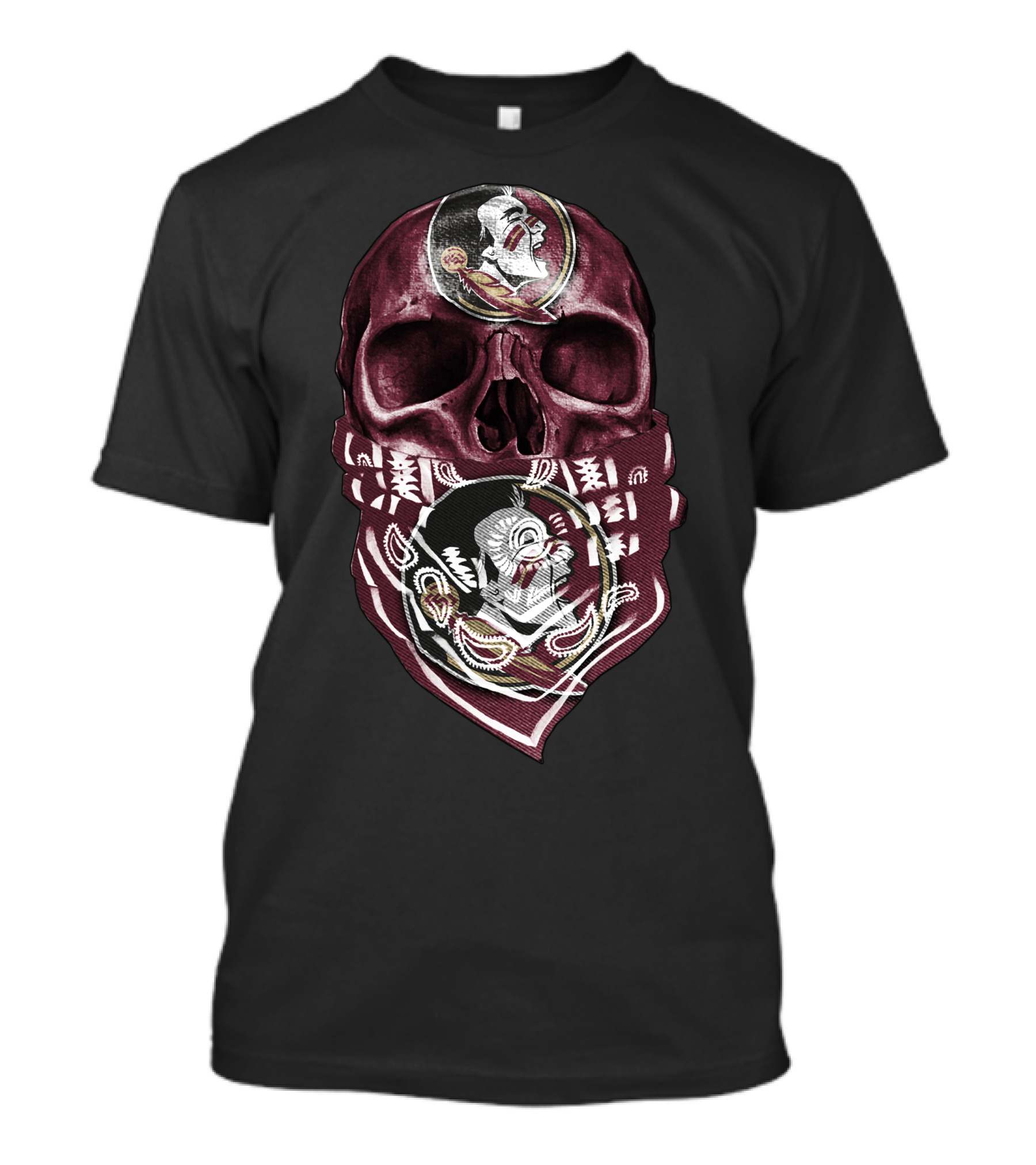 Skull With Florida State Seminoles Logo Bandana T-Shirt