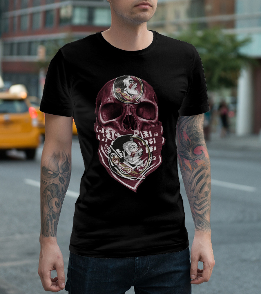 Skull With Florida State Seminoles Logo Bandana T-Shirt
