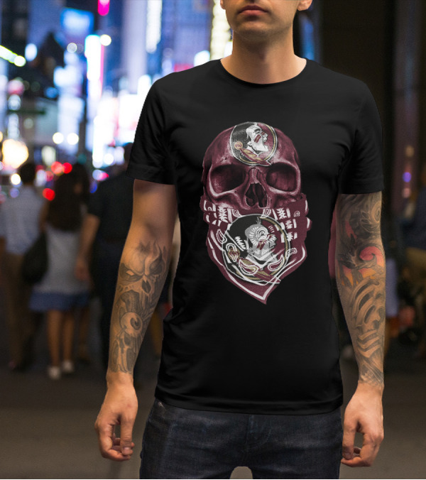 Skull With Florida State Seminoles Logo Bandana T-Shirt