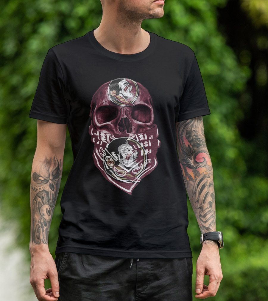 Skull With Florida State Seminoles Logo Bandana T-Shirt