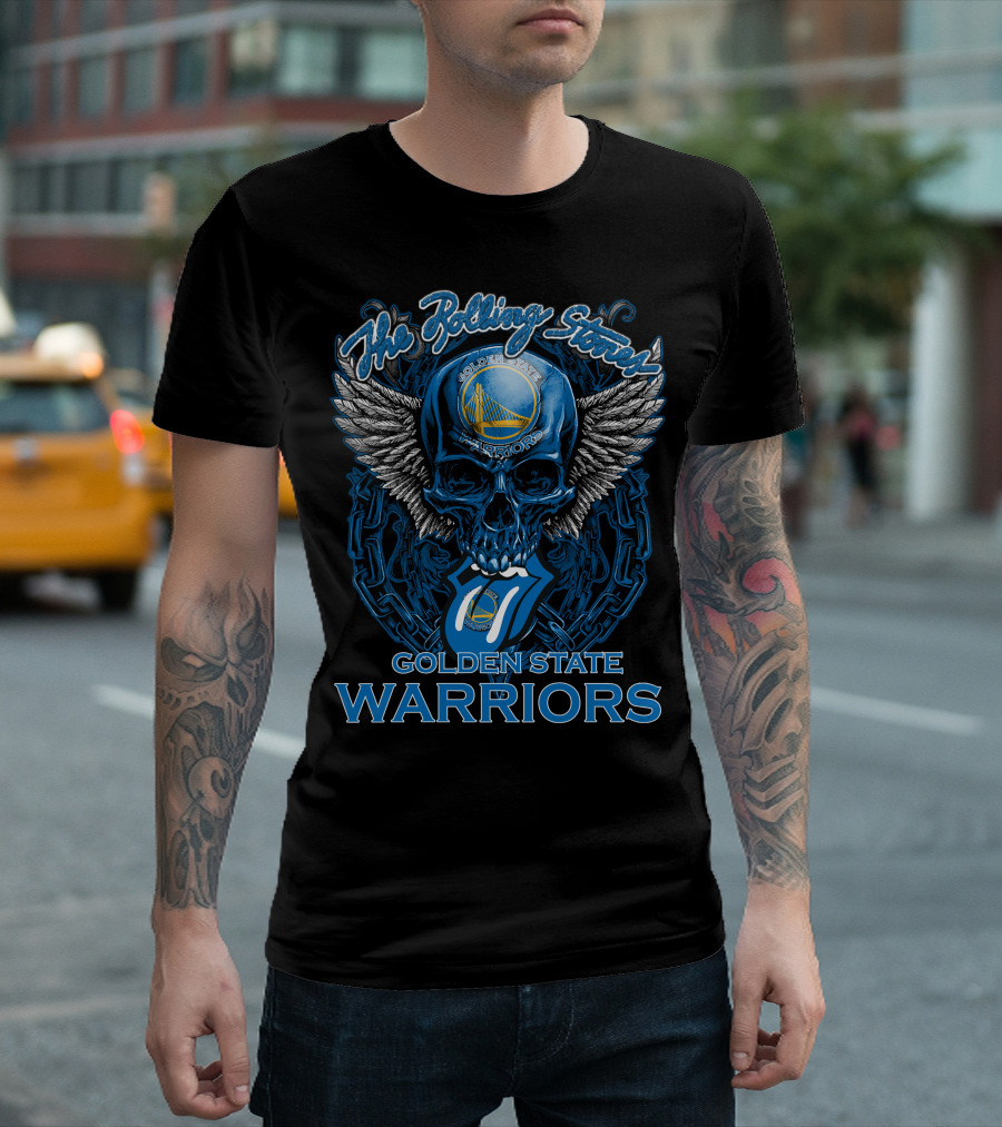The Rolling Stones Golden State Warriors Skull And Tongue Logo Fusion T-Shirt