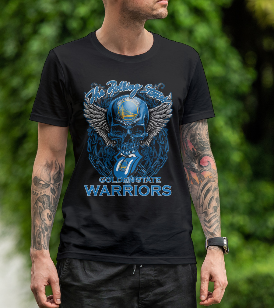 The Rolling Stones Golden State Warriors Skull And Tongue Logo Fusion T-Shirt