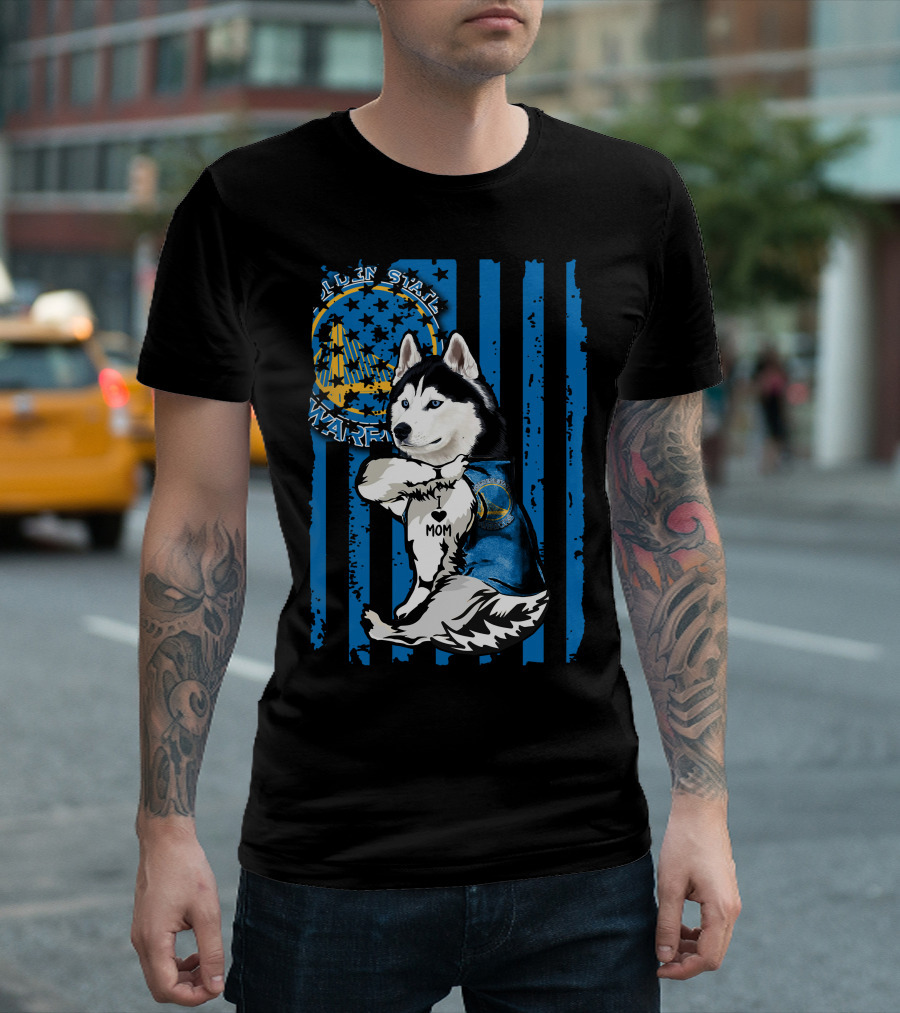 Siberian Husky I Love Mom Golden State Warriors T-Shirt