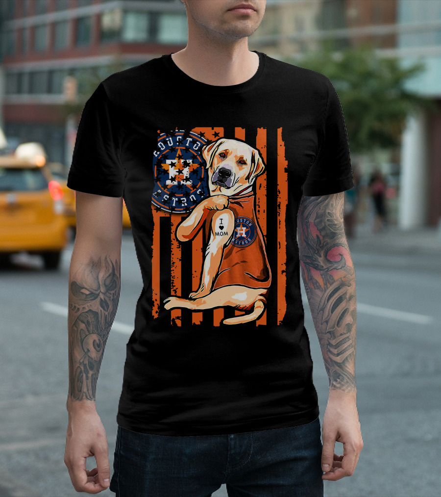 Labrador Retriever I Love Mom Houston Astros T-Shirt