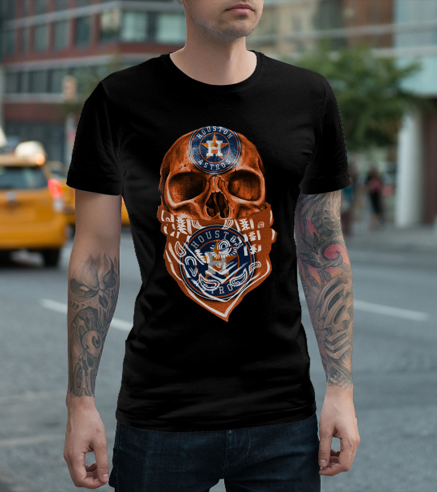 Houston Astros Skull Bandana Emblem T-Shirt