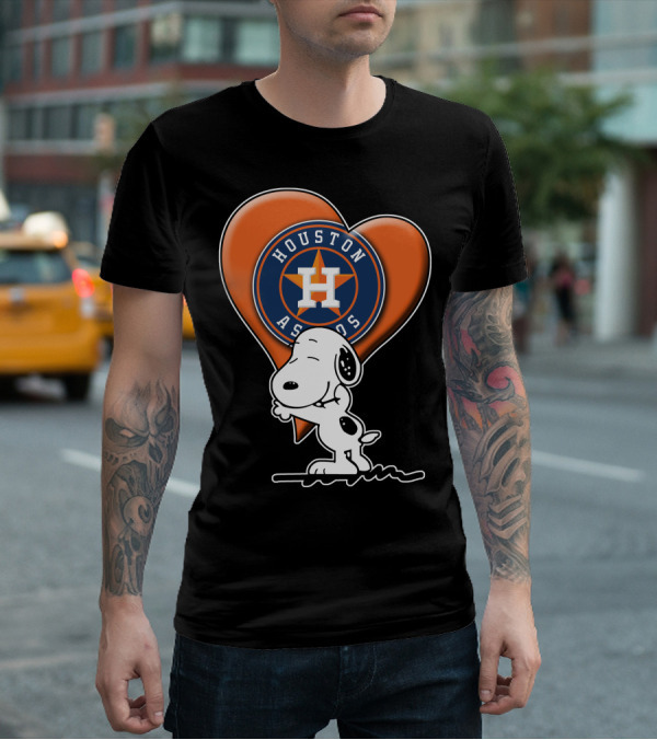 Snoopy Hugging Houston Astros Heart T-Shirt