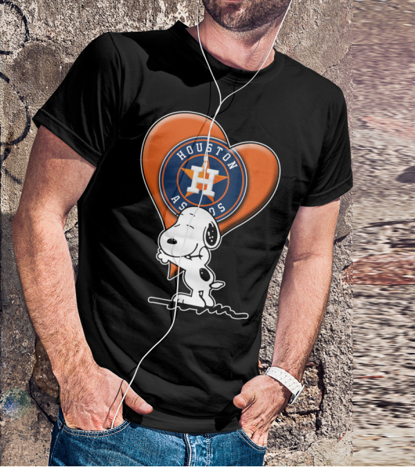 Snoopy Hugging Houston Astros Heart T-Shirt