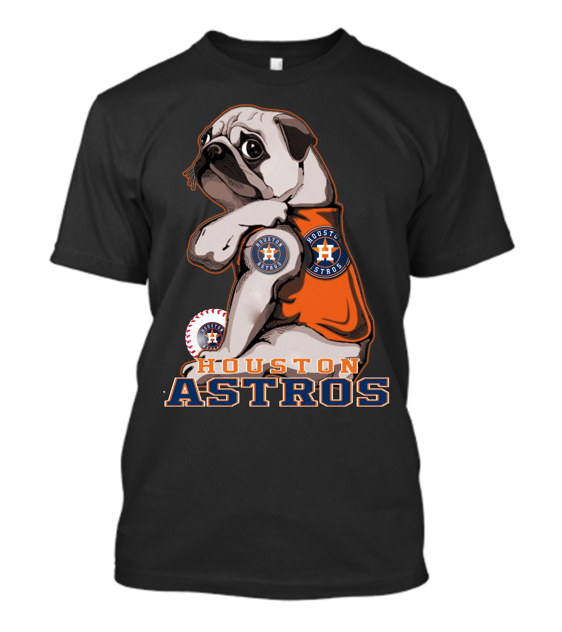 Houston Astros Pug Baseball Fan T-Shirt