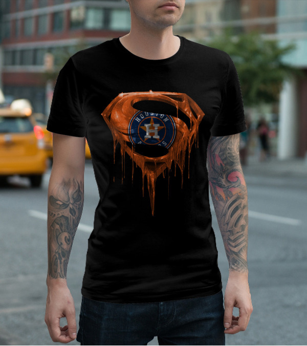 Houston Astros Superman Logo Dripping T-Shirt