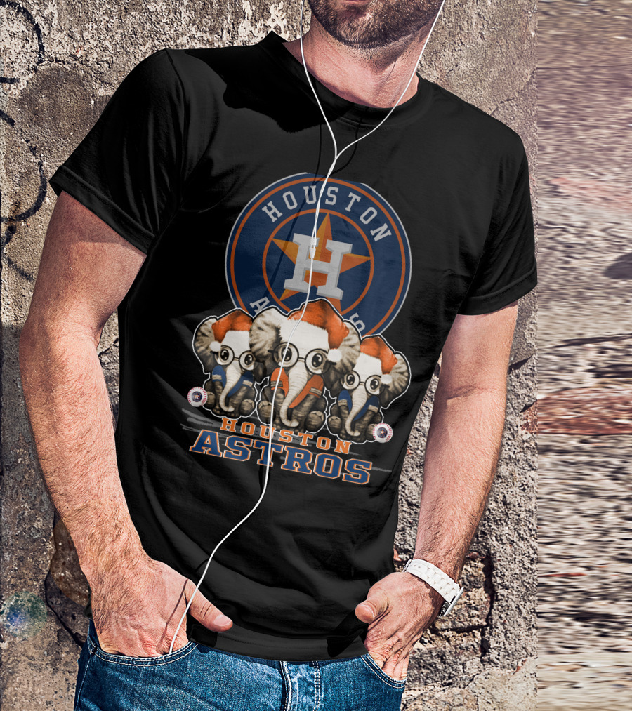 Houston Astros Christmas Elephants T-Shirt