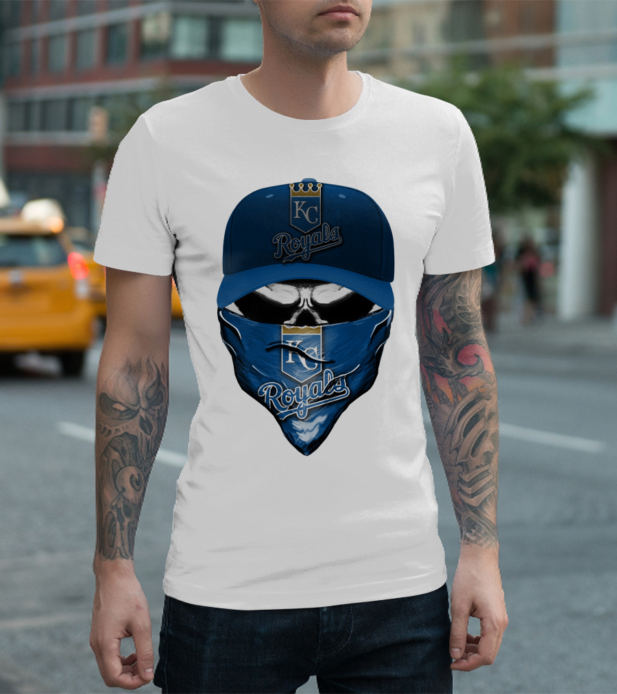 KC Royals Skull Mask Blue Cap T-Shirt