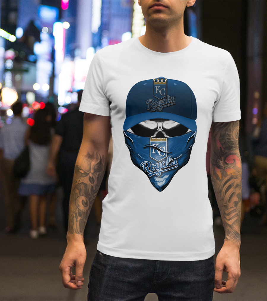 KC Royals Skull Mask Blue Cap T-Shirt