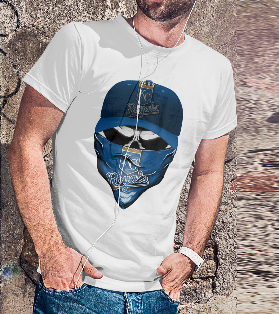 KC Royals Skull Mask Blue Cap T-Shirt