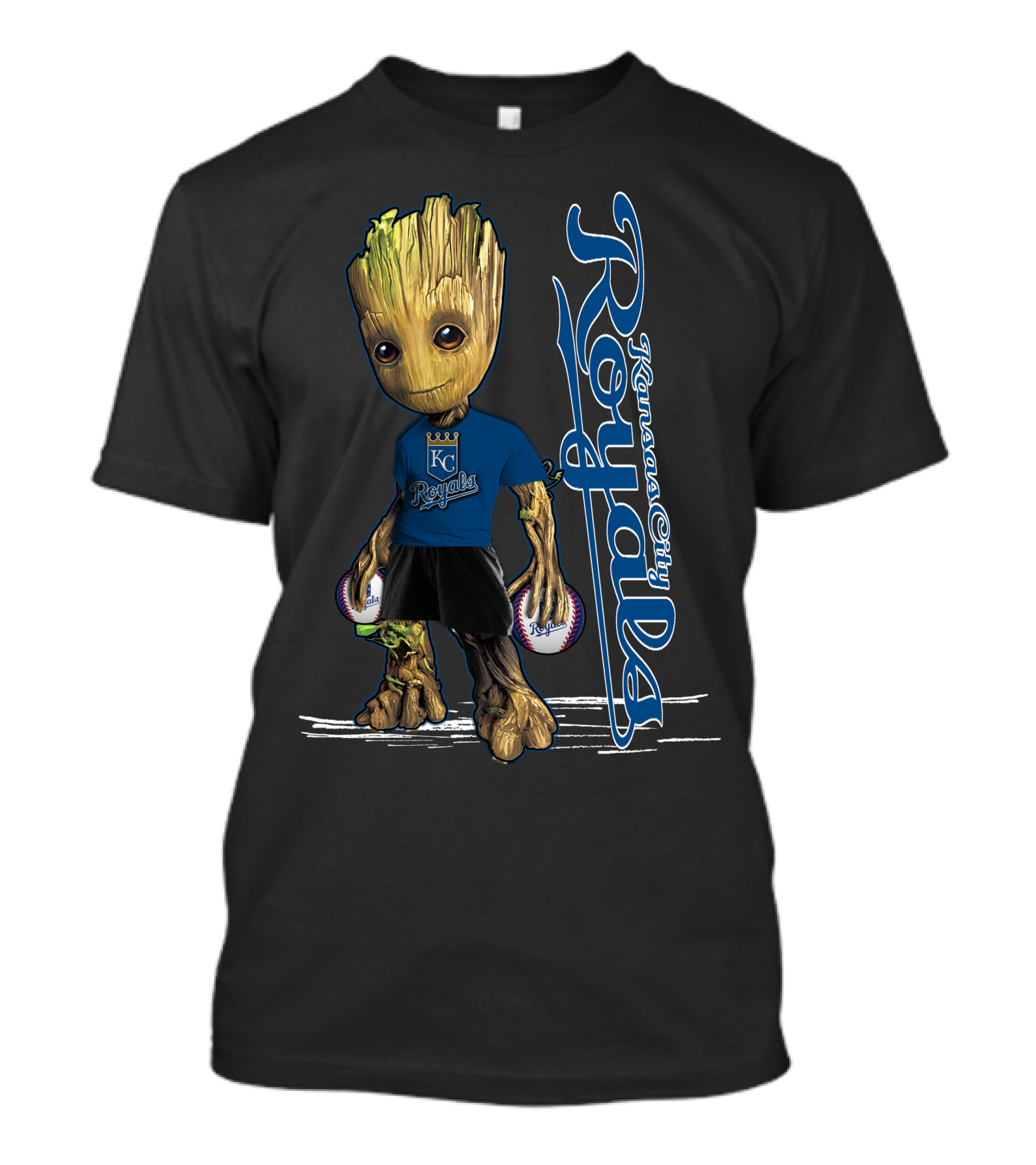 Groot Kansas City Royals Baseball Fan Character With Team T-Shirt