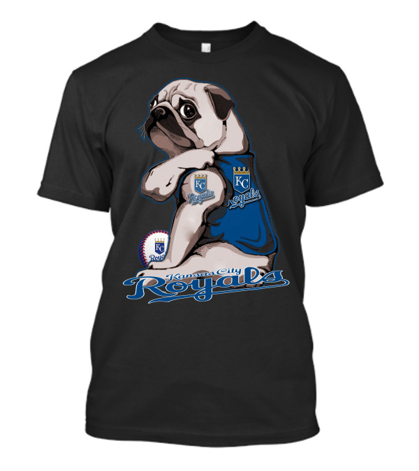 Kansas City Royals Pug With KC Royals Logo And Baseball T-Shirt