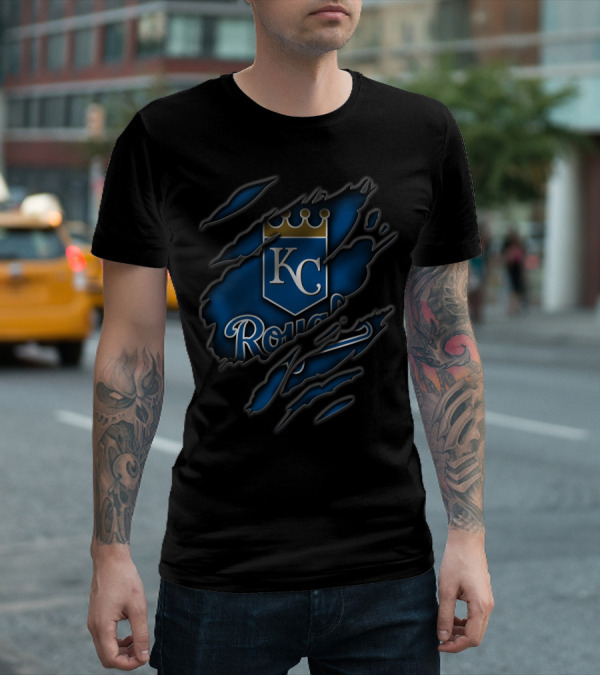Torn KC Royals Blue Claw Marks T-Shirt