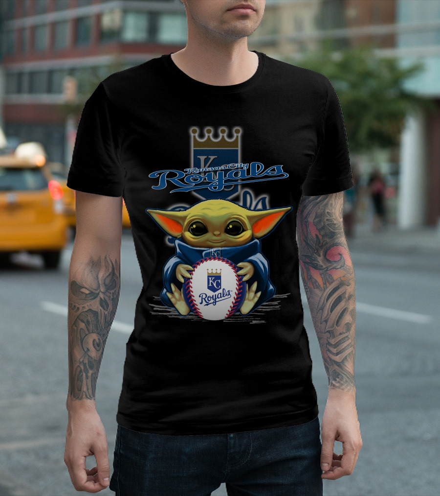 Kansas City Royals Baby Yoda Baseball T-Shirt