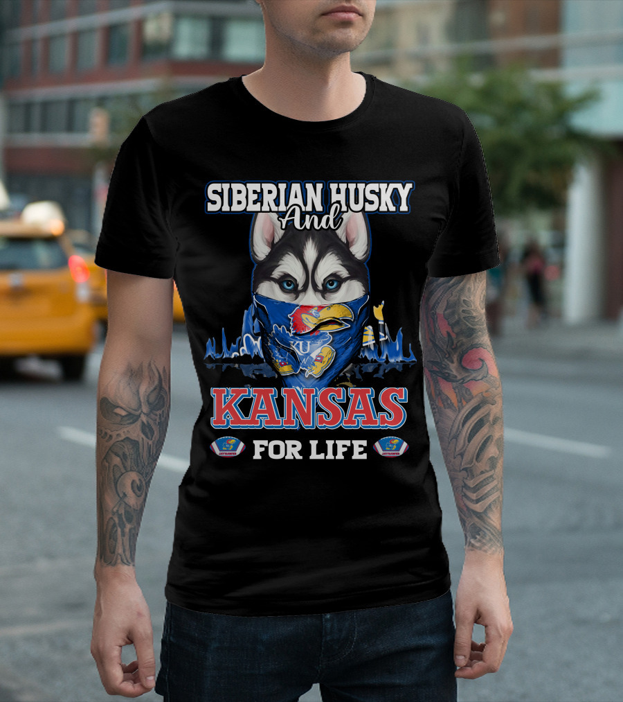 Siberian Husky and Kansas Jayhawks for Life T-Shirt