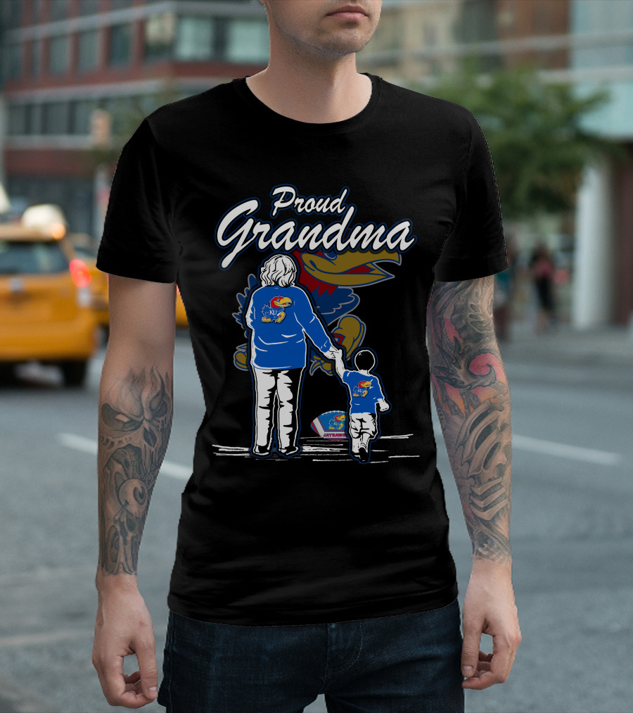 Proud Grandma Of Kansas Jayhawks Fan With Logo T-Shirt
