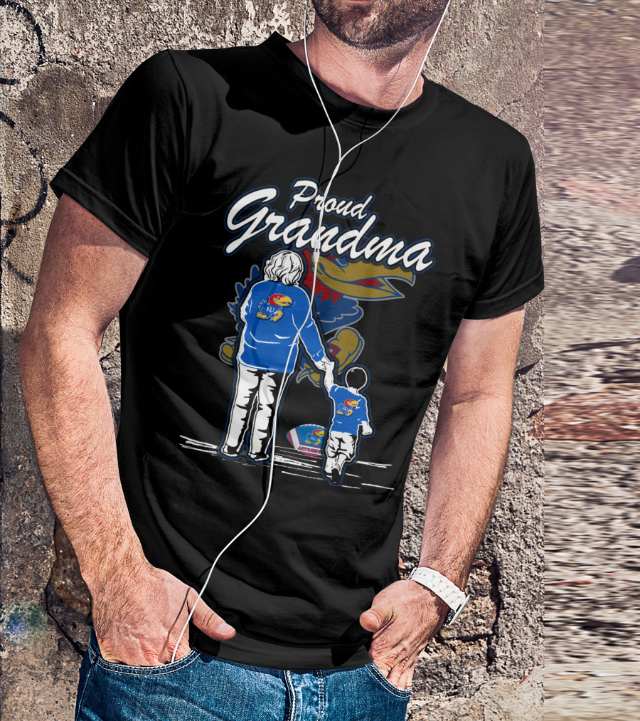 Proud Grandma Of Kansas Jayhawks Fan With Logo T-Shirt