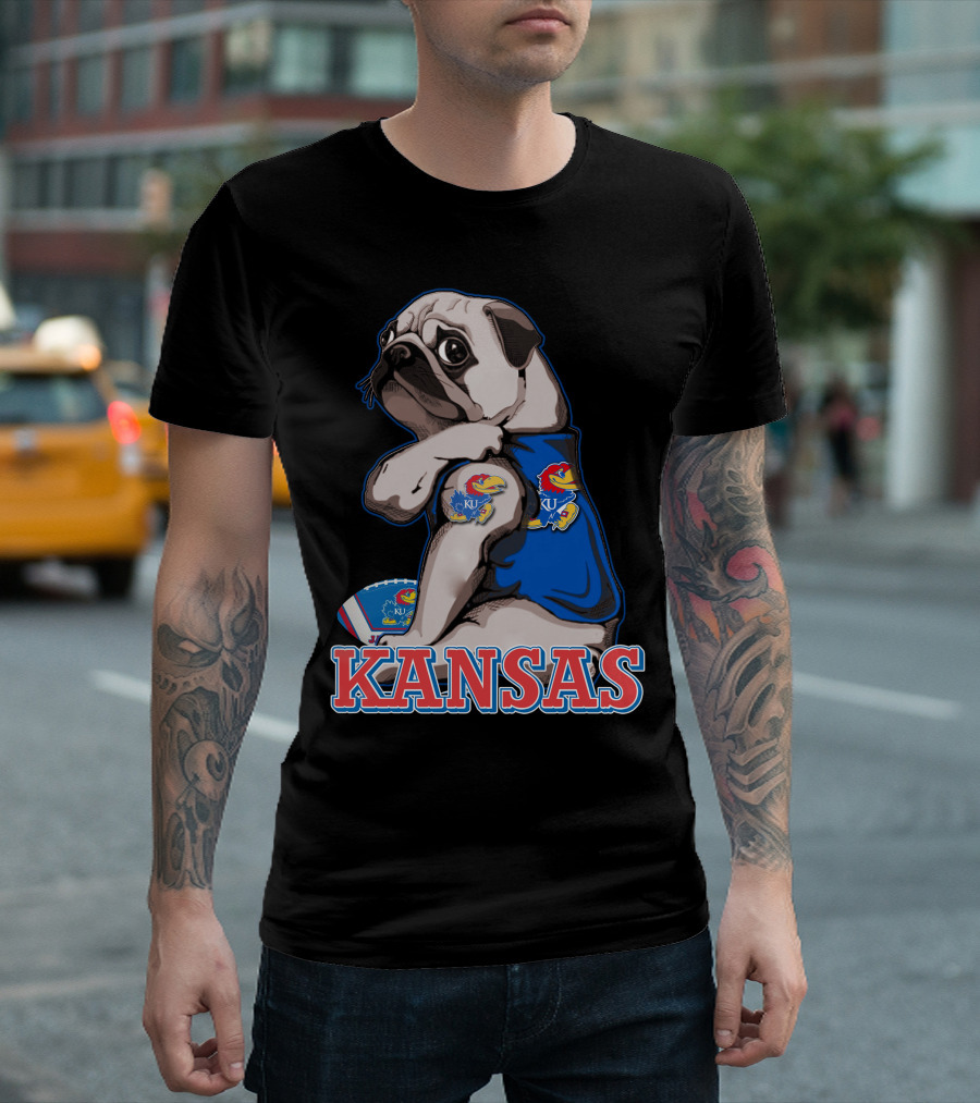 Kansas Jayhawks Pug Football T-Shirt