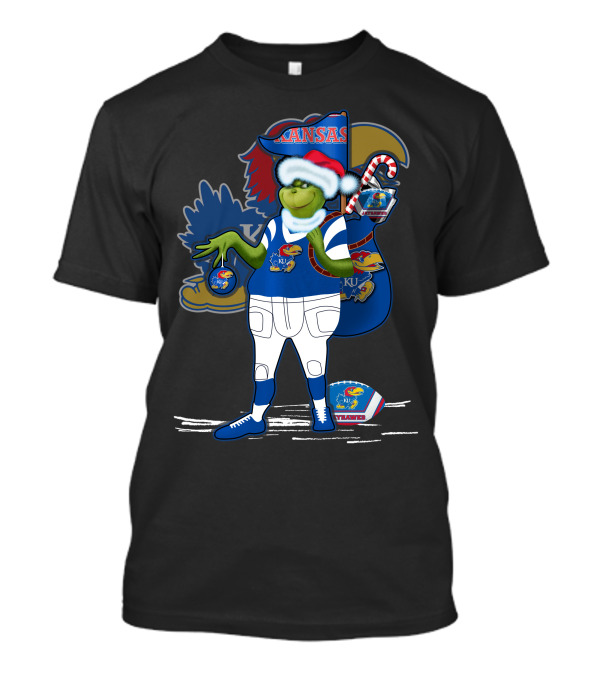 Grinchxmas Kansas Jayhawks Football Holiday Crossover T-Shirt