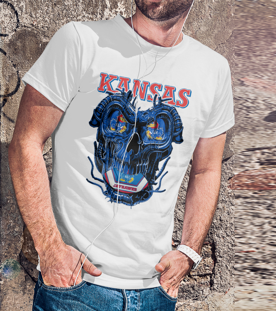 Kansas Jayhawks Dragonskull KU Football T-Shirt