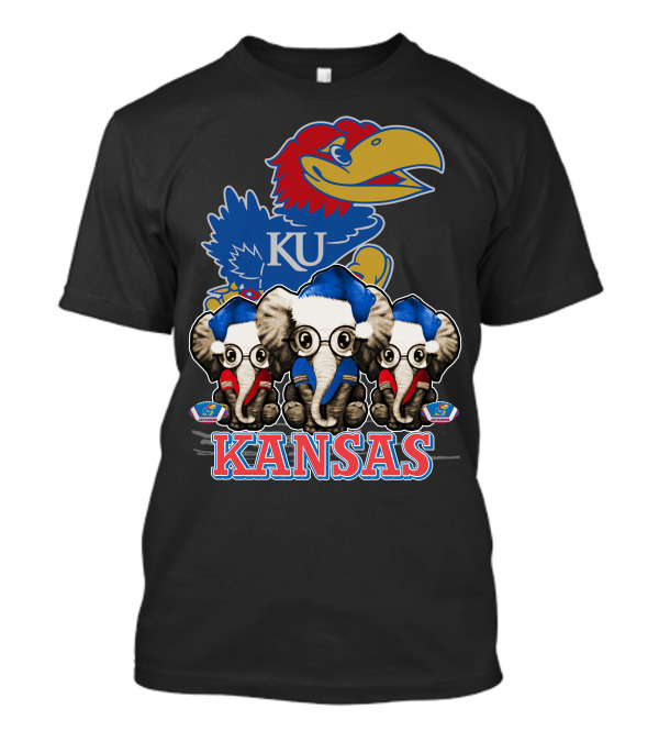 Kansas Jayhawks Christmas Elephants T-Shirt