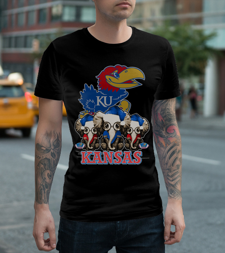 Kansas Jayhawks Christmas Elephants T-Shirt