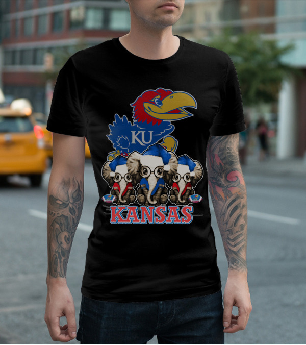 Kansas Jayhawks Christmas Elephants T-Shirt