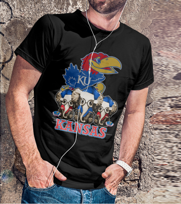 Kansas Jayhawks Christmas Elephants T-Shirt