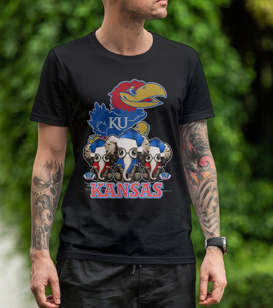 Kansas Jayhawks Christmas Elephants T-Shirt