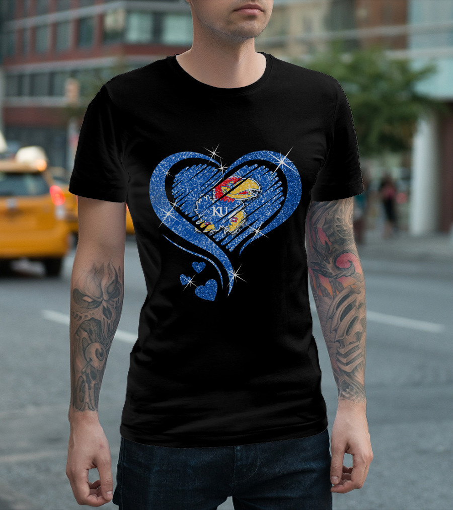 Kansas Jayhawks Sparkling Heart KU T-Shirt