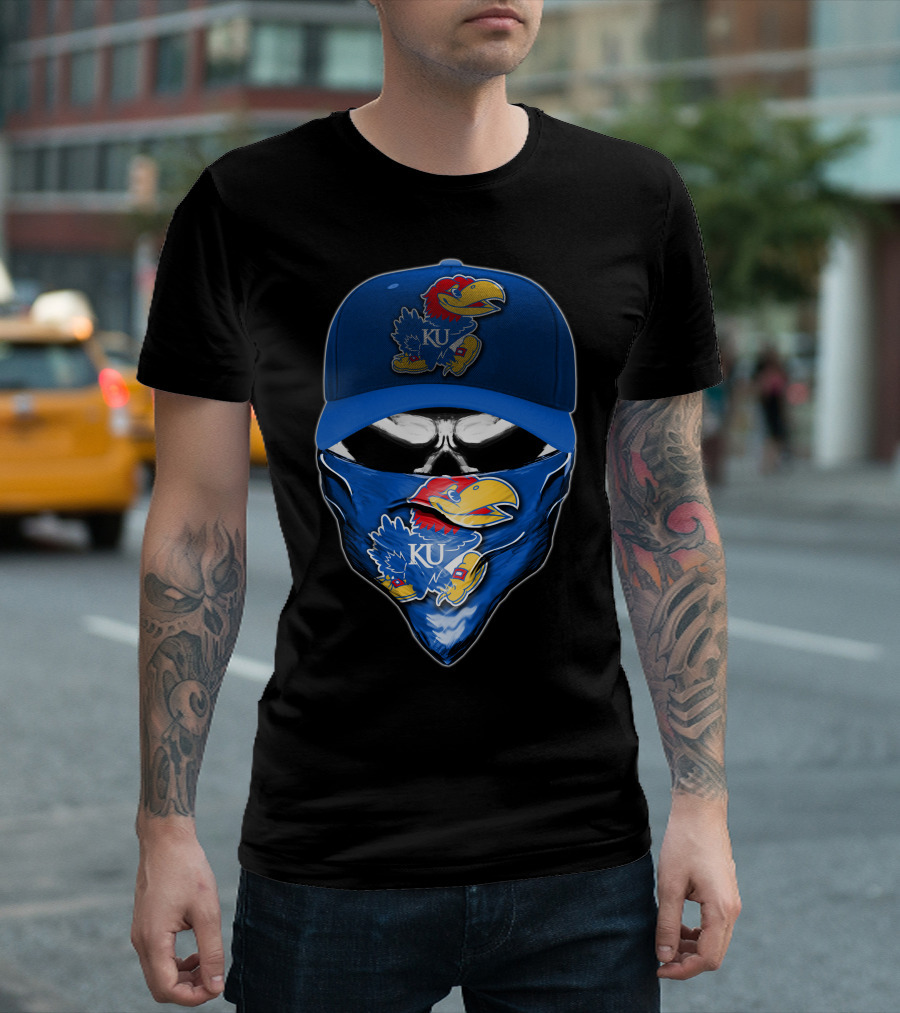 KU Skull Kansas Jayhawks Bandana Hat T-Shirt