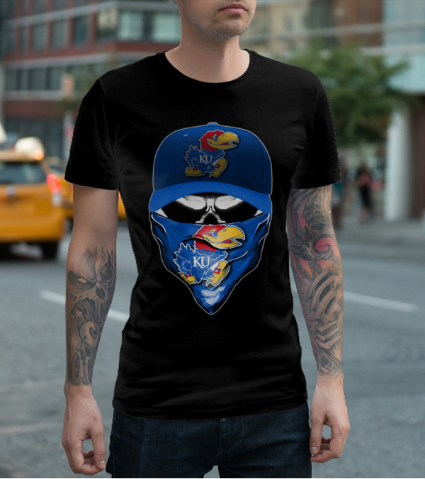 KU Skull Kansas Jayhawks Bandana Hat T-Shirt