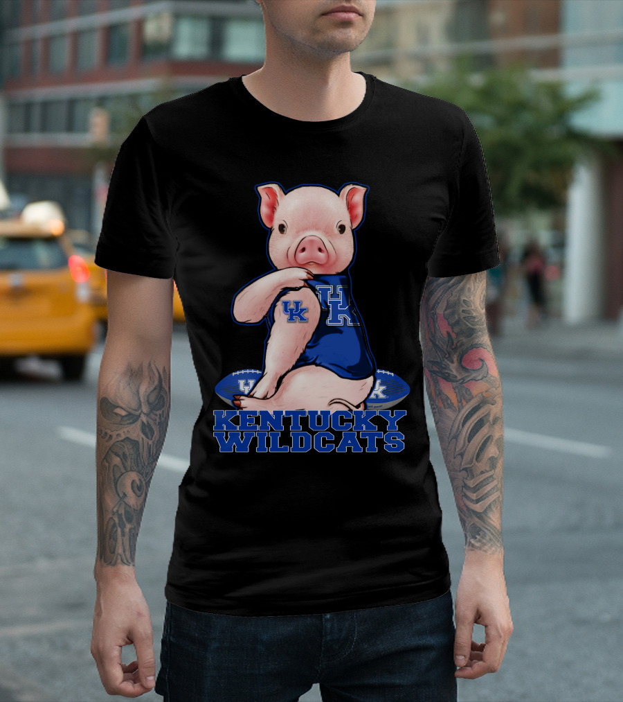 Pig Wearing Kentucky Wildcats Football Jersey T-Shirt