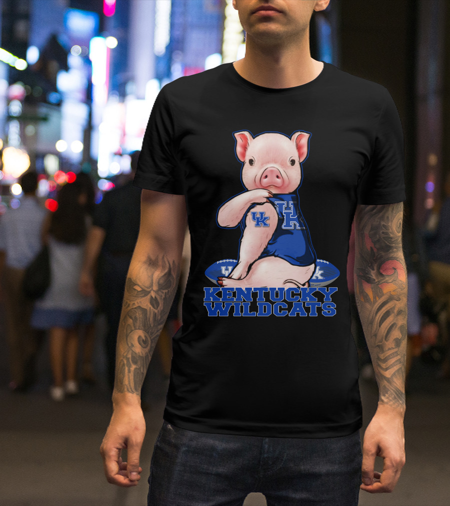 Pig Wearing Kentucky Wildcats Football Jersey T-Shirt