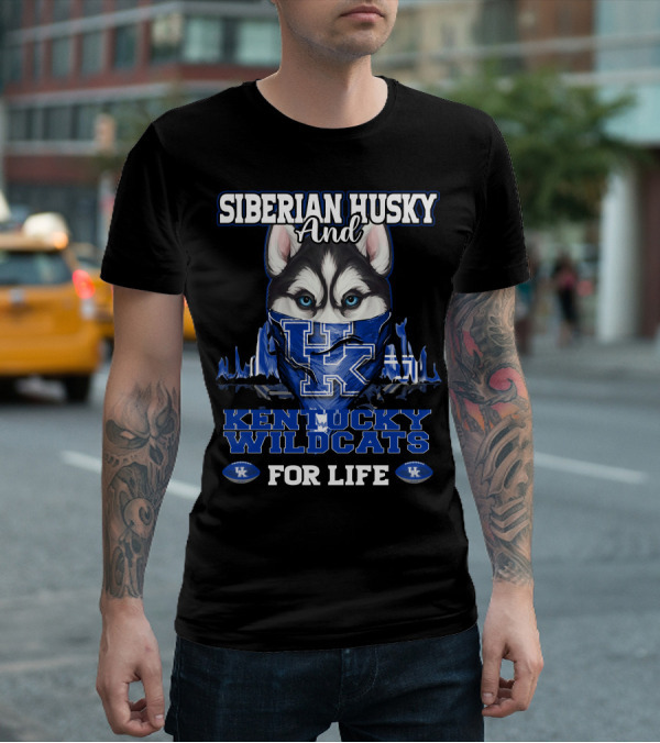 Siberian Husky And Kentucky Wildcats For Life T-Shirt