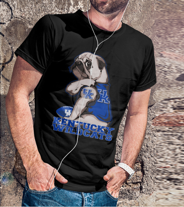 Kentucky Wildcats Pug With Football And UK T-Shirt