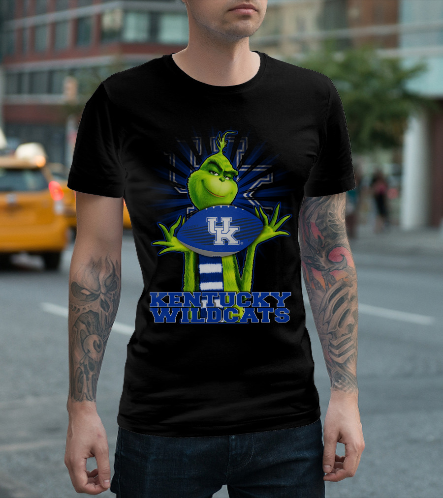 Grinch Holding Kentucky Wildcats Football T-Shirt