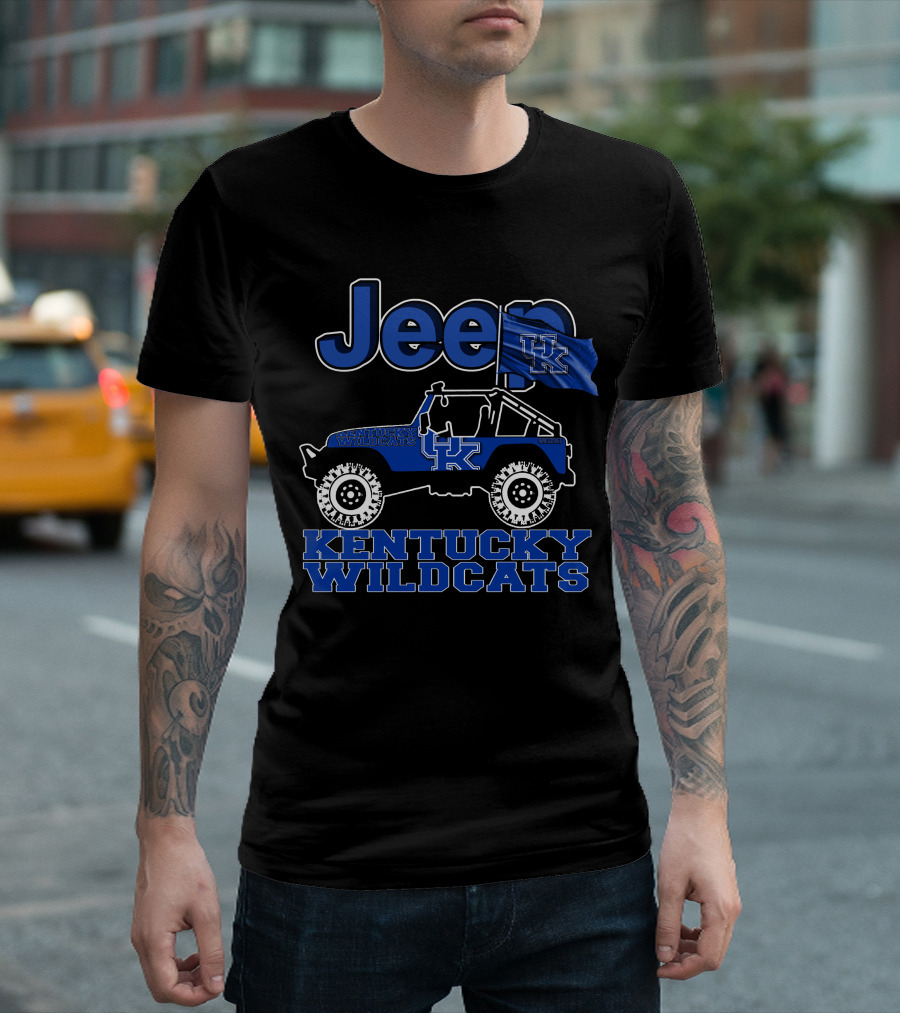 Jeep Kentucky Wildcats UK Flag Off-Road Vehicle T-Shirt