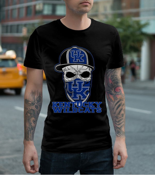 Kentucky Wildcats Skull Hat UK T-Shirt