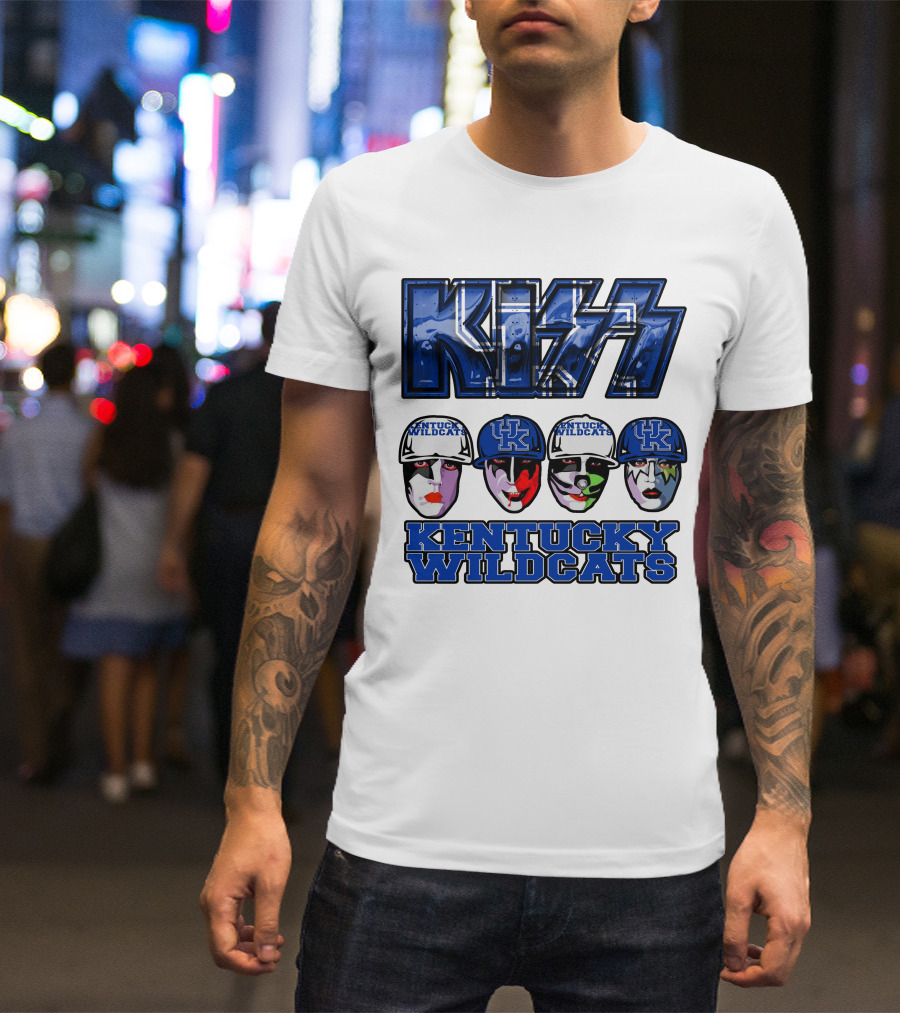 Kiss Kentucky Wildcats Blue Rock And Roll Band Fans T-Shirt